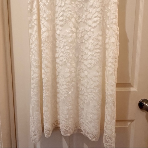 NWT White lace shift dress Bridal Shower Summer cottagecore minimal chic - Picture 4 of 9